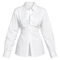 thumbnail image 4 of Ruimatai Womens Button Down Shirts Collared Waist Ruched Slim Long Sleeve Dressy Casual Blouses, 4 of 6