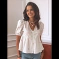 thumbnail image 4 of Tops Franceses de Verano para Mujer, Camisetas Elegantes con Mangas Abullonadas y Cuello en V, Camisetas Casuales para Mujer, Tops de Calle S, 4 of 10