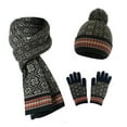 thumbnail image 2 of Eoperou Women Winter Beanie Hat Long Scarf Touchscreen Gloves Set with Fleece Lined Jacquard Warm Knitted Hat with Plush Ball, 2 of 8