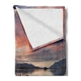thumbnail image 2 of Landscape Soft Flannel Fleece Blanket, Flooded Jetty in Derwent Water Lake District England Sunset Morning Photo, Cozy Plush for Indoor and Outdoor Use, 60" x 80", Coral Purplegrey, by Ambesonne, 2 of 5