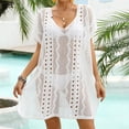 thumbnail image 2 of Summer Clearance Sale! TMOYZQ Women's Swimwear Cover Ups Short Sleeve V Neck Crochet Knit Beach Dress Swimsuit Coverups Summer Beachwear Bathing Suit Cover Up for Women, 2 of 6