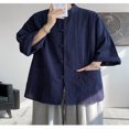 thumbnail image 1 of 2025 New Chinese Style Men's Linen Short Sleeve Shirt, 1 of 6