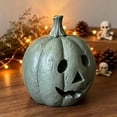 thumbnail image 2 of Resin Pumpkin Ornament with Candle, Fall Halloween Thanksgiving Tabletop Decoration, Holiday Decor for Mantel Shelf Table Centerpiece, 2 of 6
