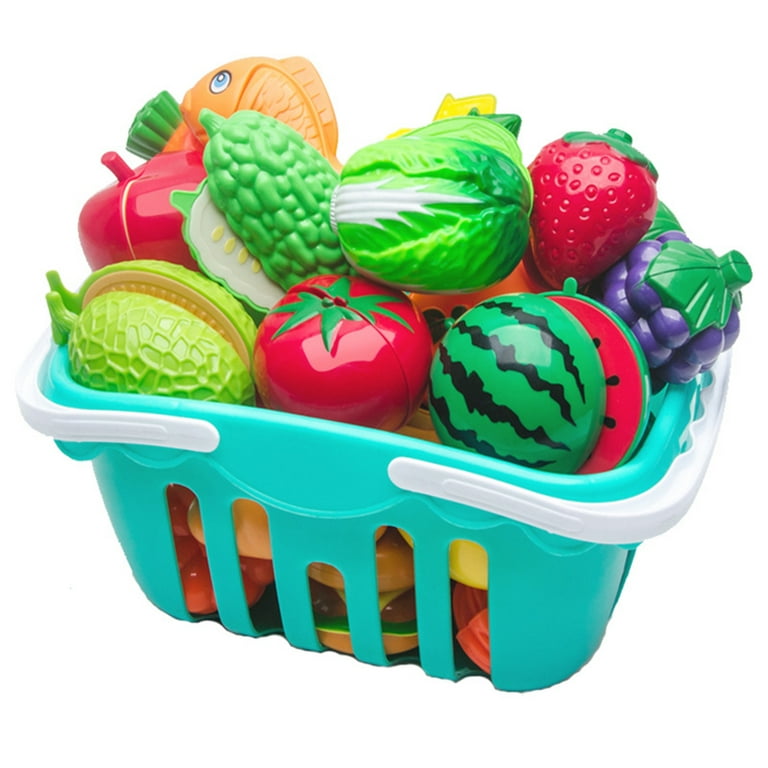  FUNERICA Kids Play Food Sets for Kids Kitchen - Cutting Play  Vegetables and Fruits with Grocery Shopping Basket, Mini Cooking Top, Pot,  Dishes, and Utensils : Toys & Games
