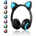 thumbnail image 1 of Auriculares inalámbricos Bluetooth JM orejas de gato 7 colores luz LED intermitente, 1 of 5