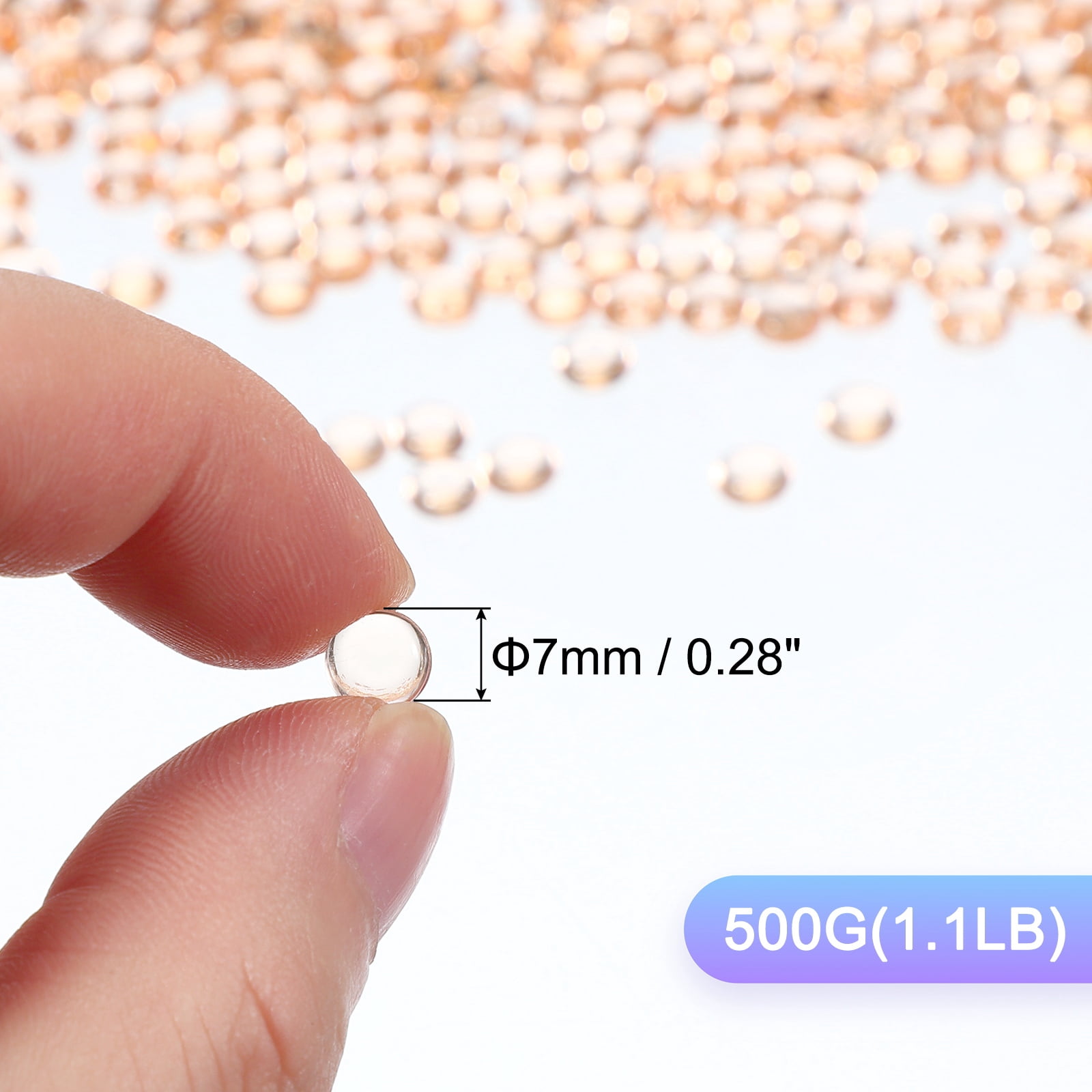 Uxcell 1.1LB Flat Marbles 7mm Mini Acrylic Gems for Vases Filler Glass Beads Fish Tank Table Scatter Home Decor Crafts Brown