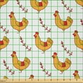thumbnail image 2 of Ambesonne Hen Fabric by the Yard Microfiber, Doodle Chickens and Branches, 2 Yards, Orange Dark Pink, 2 of 2