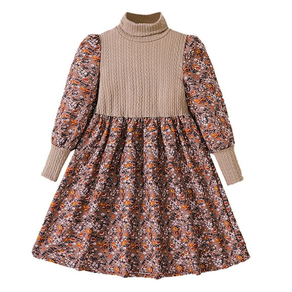 Sngxgn Girl Party Dress Long Sleeve A-Line Dresses(Red,130)