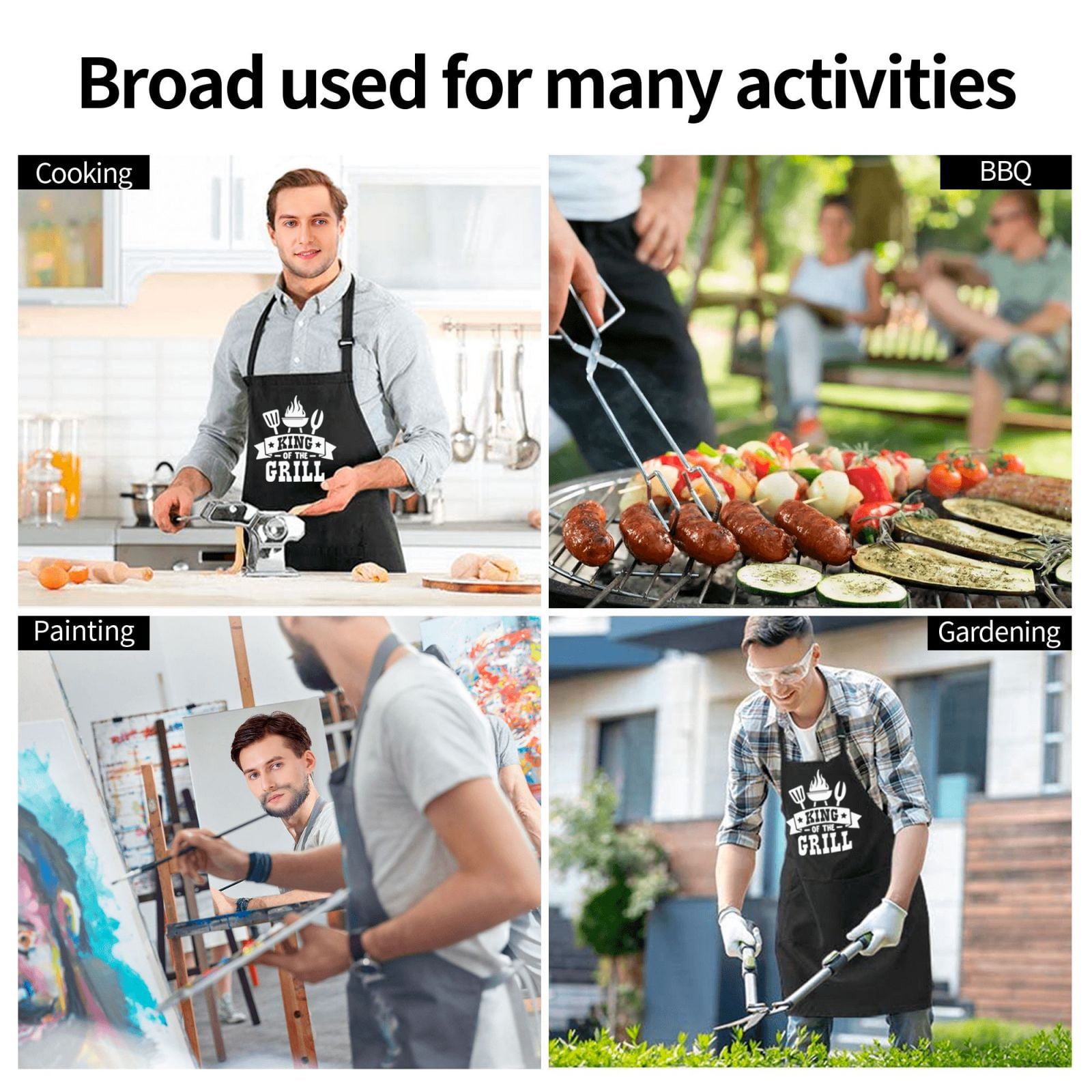 Qweryboo Funny Dad Grilling Aprons for Men, BBQ Grill King Chef Apron,  Kitchen Cooking Apron for Gifts(Grill 1)