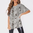 thumbnail image 2 of Women's Fashion O Neck Short Sleeve Workwear With Pockets Printed Tops Summer Tops For Women, 2 of 5