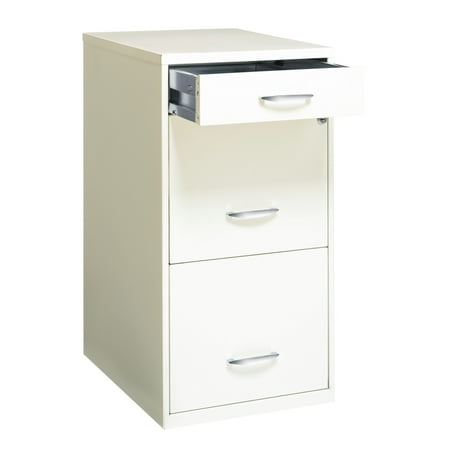 Hirsh - Metal 3-Drawer Organizer File Cabinet with Pencil Drawer - Pearl White