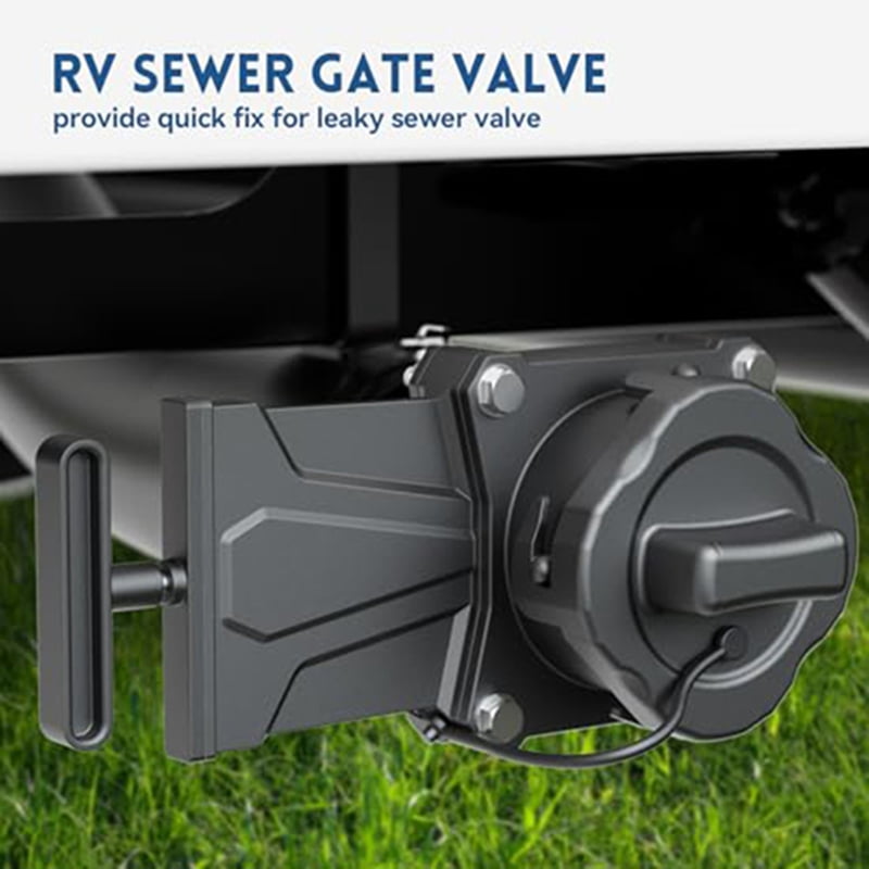 RV Sewer Gate Valve, Shut Off Valve with Leak-Proof Cap, Twist-on Sewer Hose Valve, Fit for 3" Drain Pipe RV Accessories