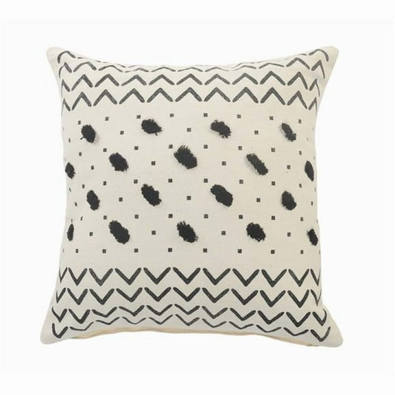 4 x 20 x 20 in. Cream & Black Chevron Zippered 100 Percent Cotton Throw Pillow - Set of 2