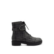 Jessica Simpson Karia Round toe Lace-up Wrap Strap Combat Boots Black & White (8.5, Black/White)