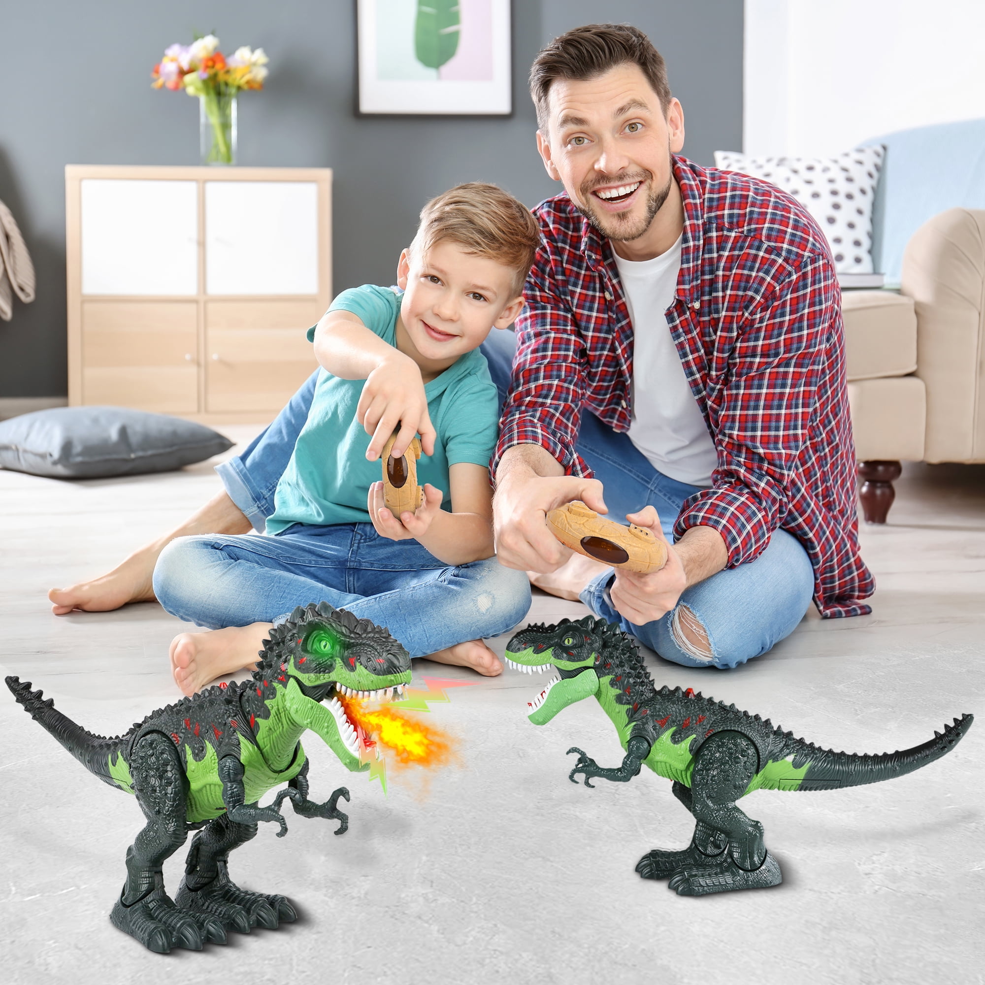 UUGEE Remote Control Dinosaur Toys for Boys Kids, 2.4G RC Dinosaur T-Rex Robot with Spray Light Sound, Walking Dinosaur Laying Eggs Boy Toys Age 3 4 5 6 7 8+ Year Old Christmas Birthday Gifts