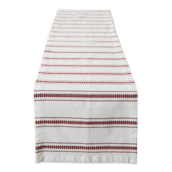 Barn Red Zig Dobby Stripe Table Runner 14x108"