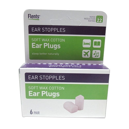 Flents Ear Stopples Soft WaxCotton Ear Plugs 6 Pair