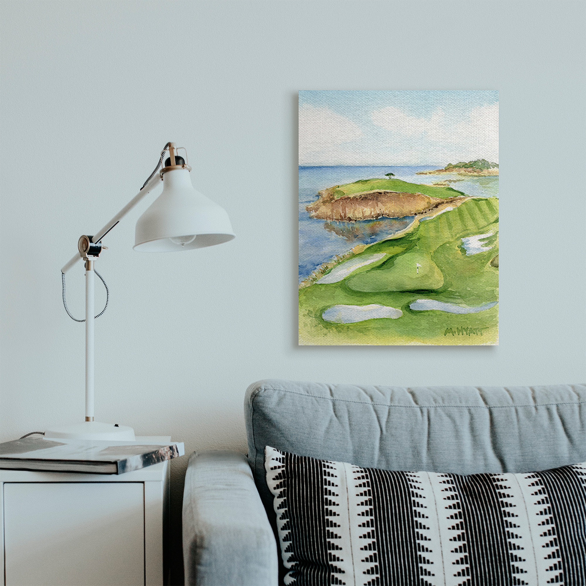 Stupell Industries Pebble Beach Cliffside Golf Course Soft Watercolor Canvas Wall Art, 24 x 30, Design by Melissa Hyatt LLC