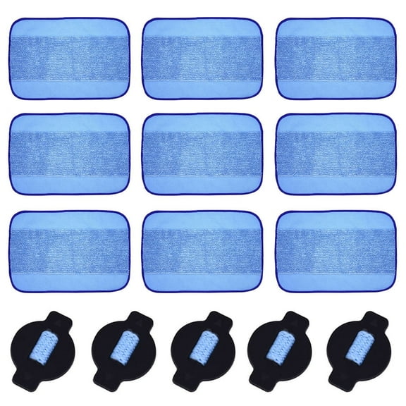 Neutop Wet Mirofiber Mopping Cloth Wick Cap Kit Replacement for iRobot Braava 300 Series 380, 380T, 390, 390T Robot Mops with 9 Mops 5 Wick Caps.