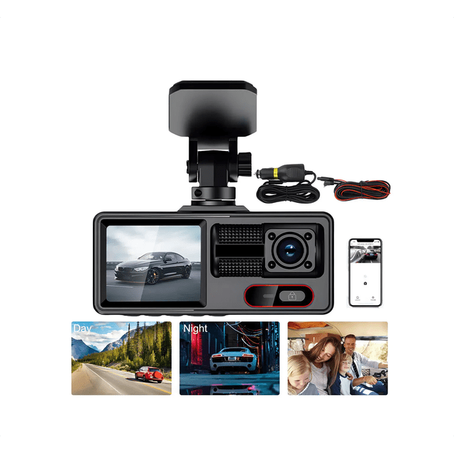 Dash Cam Hysmart 1080p Para Coche 3 Cámaras Visión