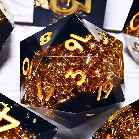 DND Resin Dice 7-Piece Set for Dungeons and Dragons DND 5e RPG Gift Board Game Tabletop Role Playing Dice Game Birthday Gift Christmas Thanksgiving Halloween