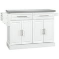 thumbnail image 3 of HOMCOM Rolling Kitchen Island Cart with Cabinets and Drawers, White, 3 of 10