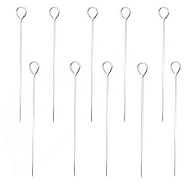 Skewers - 10" Kabob Skewers for Grilling,Metal Sticks for Kabobs Stainless Steel Flat Long Shish Kebab Reusable Grill BBQ Barbecue Sticks for Meat Chicken Vegetable 10PCS