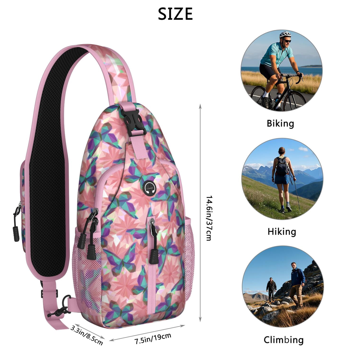Earthy Vintage Tribal Folk Style Hiking Daypack for Women Men – Smooth-glide zippers, Compact design, Partitioned main compartment – Aesthetic Bohemian Vintage Design for Travel, Hiking, Outdoor