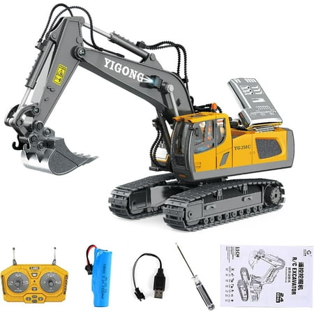 11-Channel Remote Excavator Toy for Kids, Metal Shovel RC Digger, 2.4Ghz Construction Vehicle, Perfect Birthday & Holiday Gift