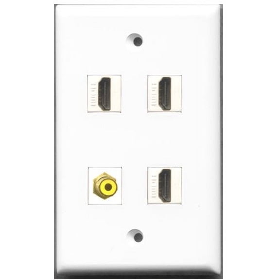 RiteAV - 3 Port HDMI 1 Port RCA Yellow Wall Plate