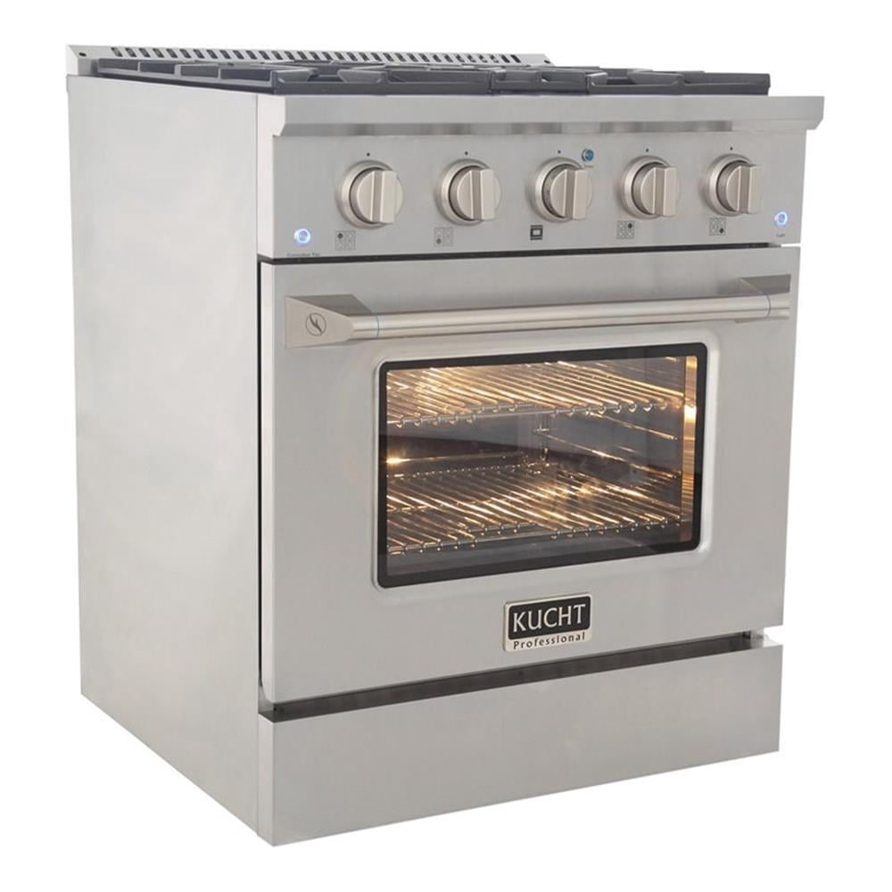 Pemberly Row 30" Stainless Steel Natural Gas Range with Knobs in Silver
