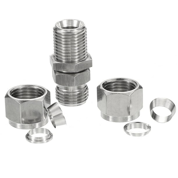 Uxcell 304 Stainless Steel Double Ferrule Compression Tube Fitting