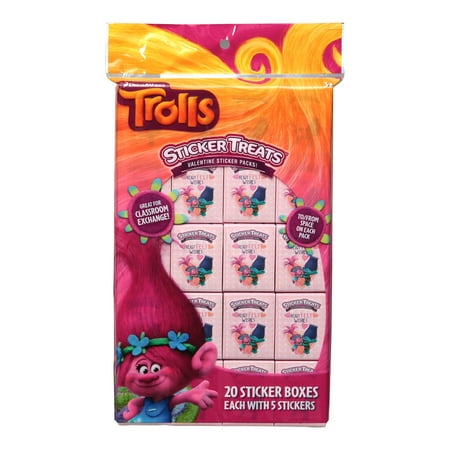 20ct Trolls Valentine Sticker Treat Boxes