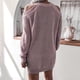 thumbnail image 4 of Vestido de suéter de manga larga con hombros descubiertos para mujer, elegante, suelto, informal, color puro, vestido de punto con cuello redondo, Rosa M, 4 of 6