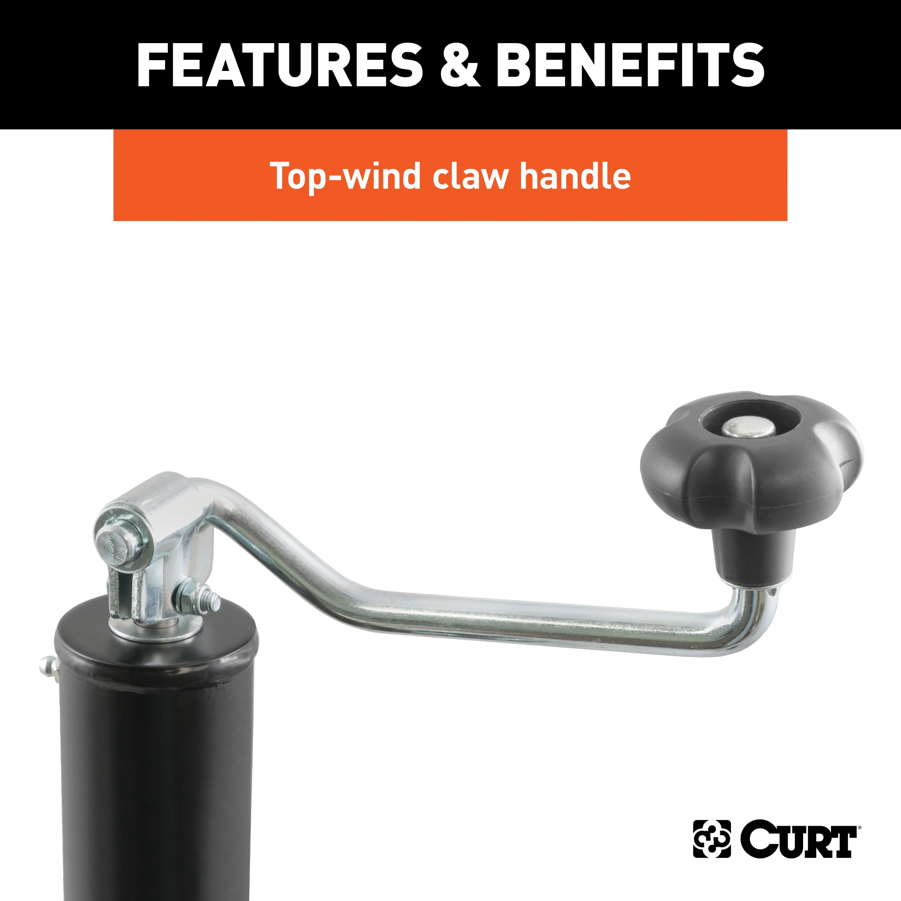 CURT 28322 Weld-On Pipe-Mount Swivel Trailer Jack, 2,000 lbs. 15 Inches Vertical Travel