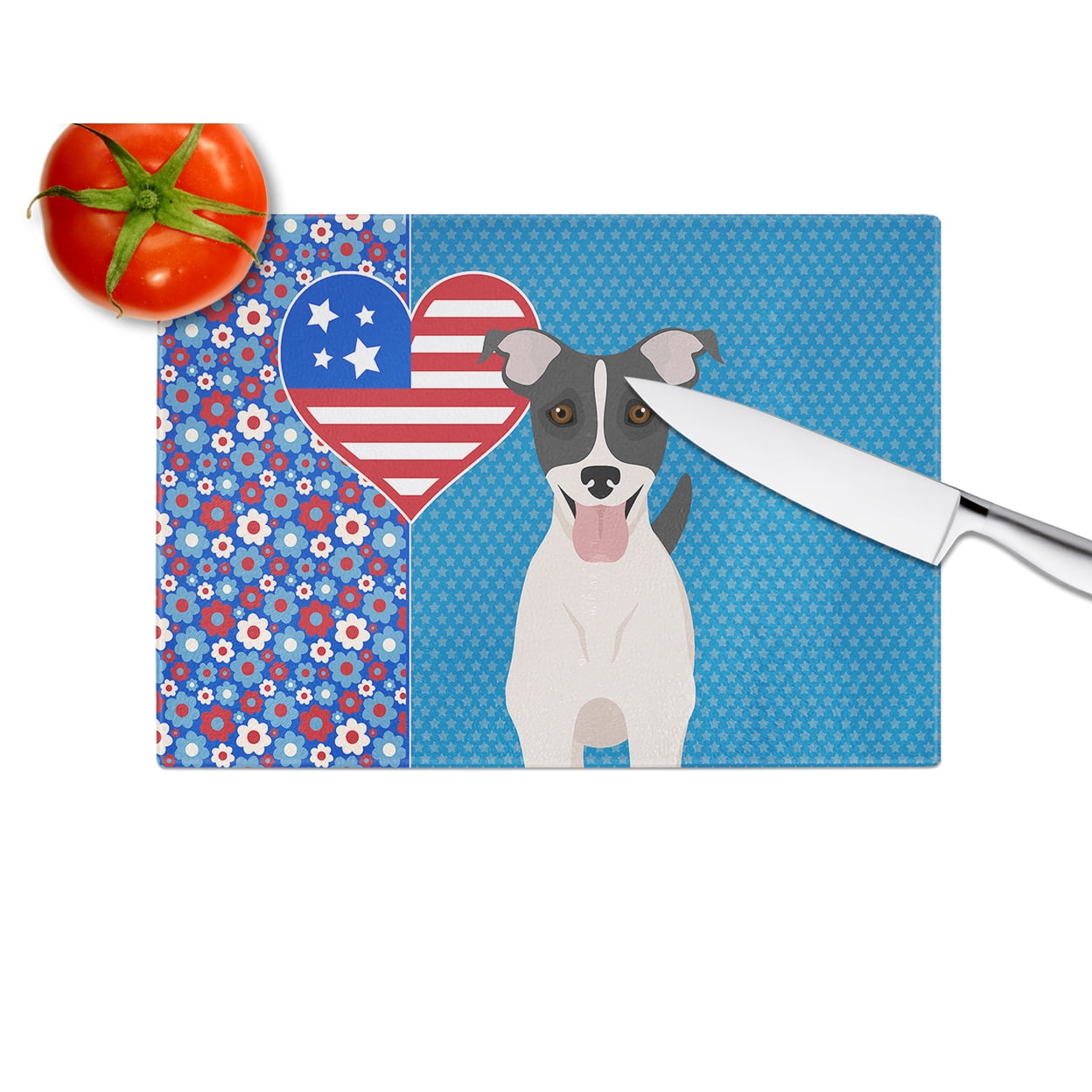 Black White Smooth Jack Russell Terrier Glass Cutting Board Large 12 in x 15 in