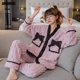 thumbnail image 2 of Conjunto de pijamas de franela suave y grueso de invierno para mujer, cárdigan estilo kimono japonés para niñas, ropa de dormir de peluche, pijamas térmicos con cuello en V para mujer, 2 of 5