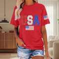 thumbnail image 2 of T-Shirt Femme Drapeau 4 Juillet T-Shirt Usa Imprimé Patriotique Rayures Graphique Rouge TG, 2 of 4