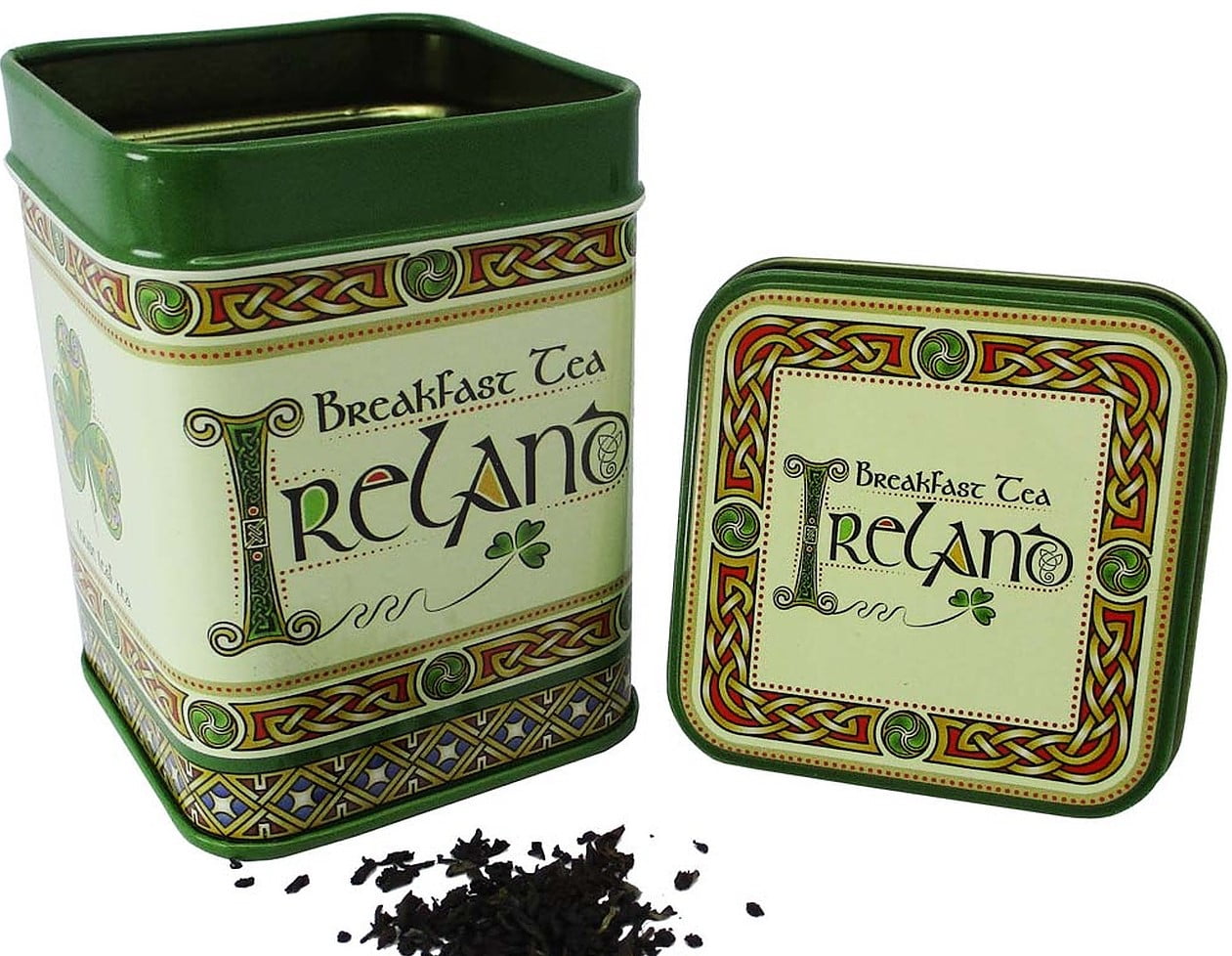Royal Tara Irish Breakfast Tea of Loose Leaf Black Tea Celtic Knots Design with Shamrocks and Ireland 40g