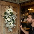 thumbnail image 6 of 18.9in Spring Summer Wreath, Artificial Floral Door Hanger, Front Door Wall Decoration for Home Restaurant, Seasonal Flower Garland, Indoor Outdoor Hanging Accent, 6 of 6