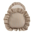 thumbnail image 4 of Home Decor Collection 8" x 20" Tan Striped Ruffle Bolster Decorative Pillow, 4 of 5