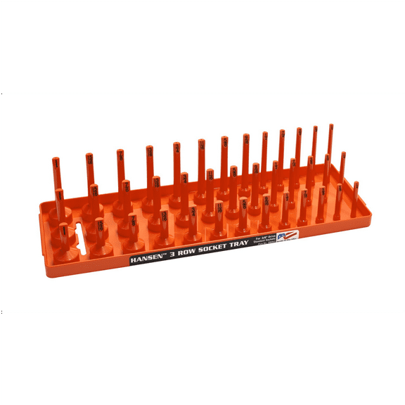 Hansen Global 3/8" SAE 3-Row Socket Tray - Orange