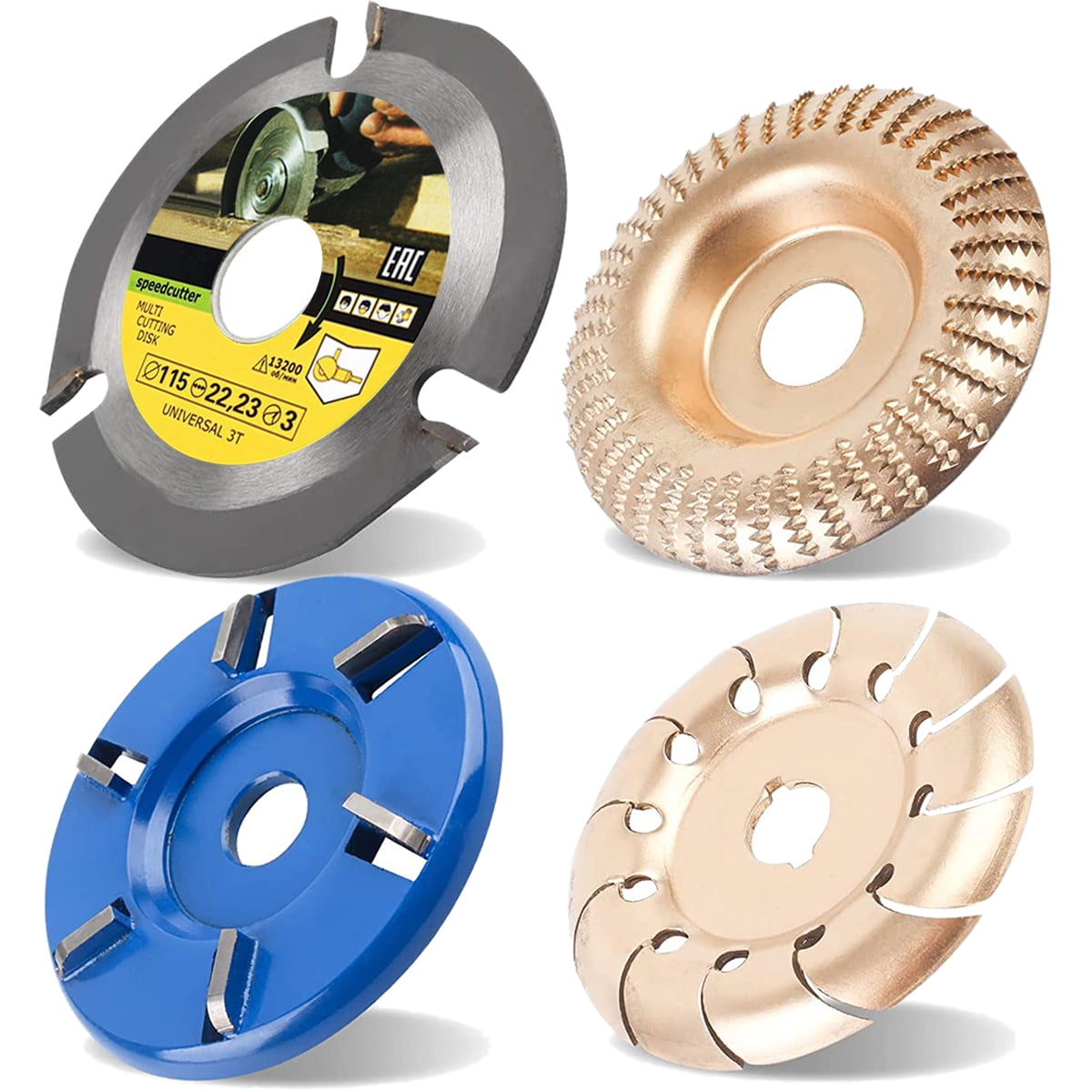 Toorise 3pcs Wood Carving Disc Tungsten Steel Wood Carving Wheel Wear Resistant Wood Grinding Wheel Angle Grinder Accessories for Wood Plastic Cutting