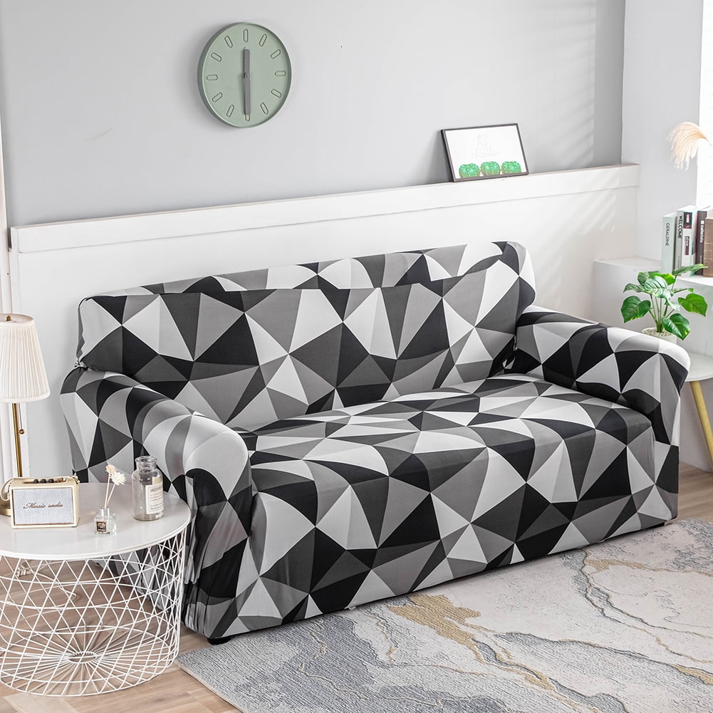 1 2 3 4 Seater Printed Sofa Cover Couch Slipcover, Elastic Stretch Armchair / Loveseat / Couch Sectional Sofa Slipcover Furniture with 1 Pillowcase Protector Dog Pet