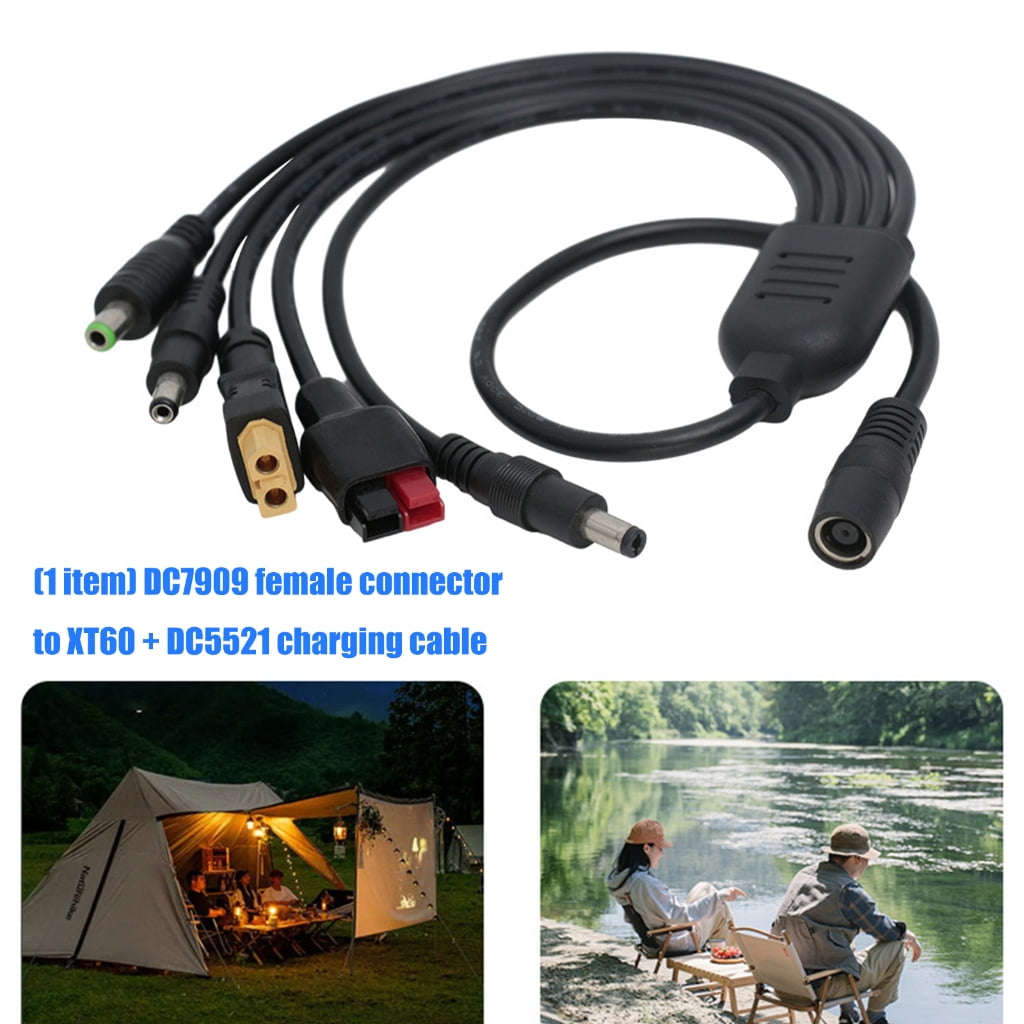 Bend Solar Charging Cable DC7909 Female to 60 DC5521+DC5525+DC6530 Power Cable for Frequent Use Longevity