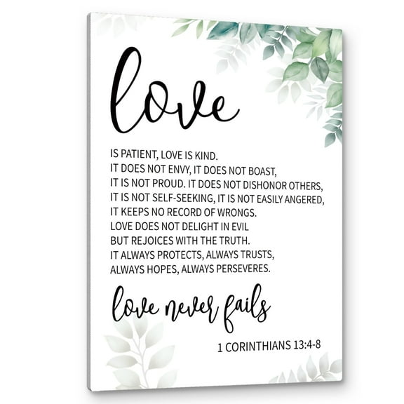 1 Corinthians 13:4-8 Love Is Patient Love Is Kind Scripture Canvas Wall Art,Scripture Wall Art,Religious Christian Canvas Painting Artwork Home Bathroom Room Office Decor