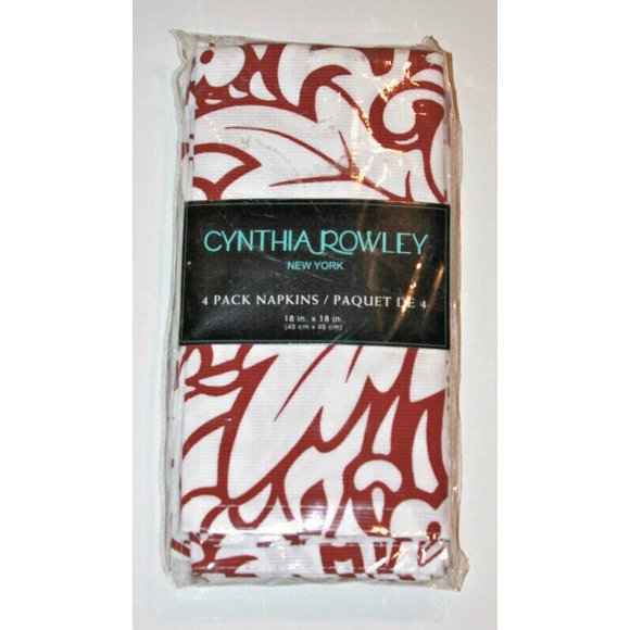 Cynthia Rowley Serviettes de TABLE et de Cuisine pour la Maison, Lot de 4, Tissu Sibil Rouge à Motif FLORAL