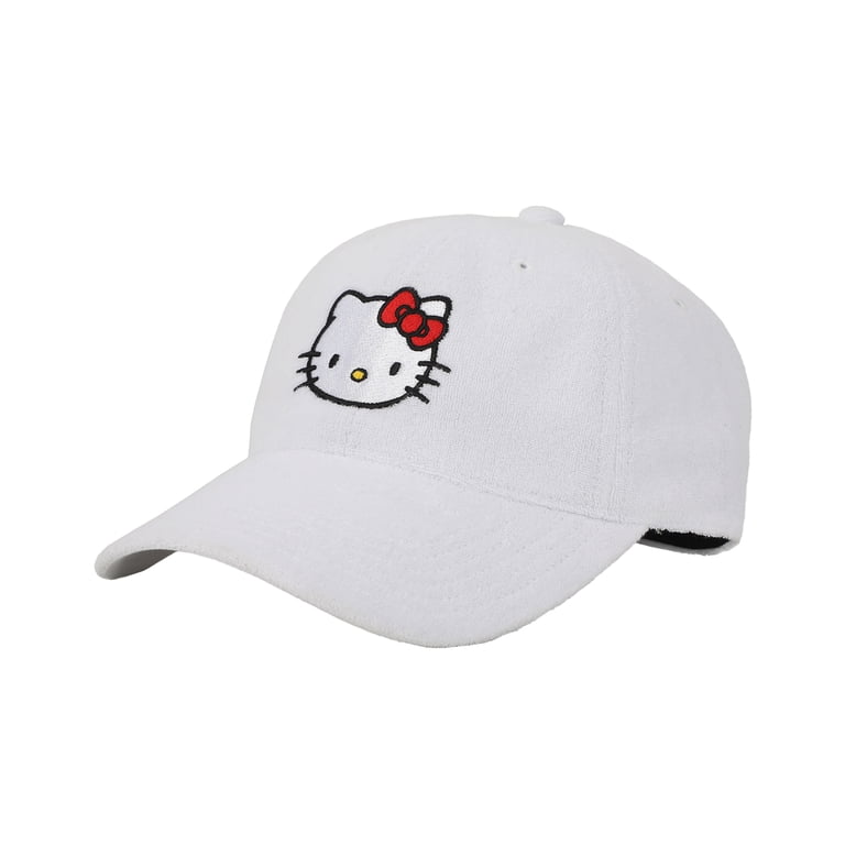 Hello Kitty Embroidered Character Head Art Adult White Baseball
