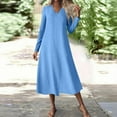 thumbnail image 3 of cocolona Womens Long Sleeve Dress Fall Fashion V Neck Flowy Long Dress Beach Vacation Casual Sun Dress, 3 of 6