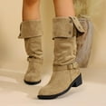 thumbnail image 4 of LOVZFMLL Bottes pour Femmes Mi-Mollet Bottes d'Hiver Boucle Bout Rond Antidérapantes Talon Bloc Bas Convertibles Chaussures d'Automne Hiver, 4 of 8